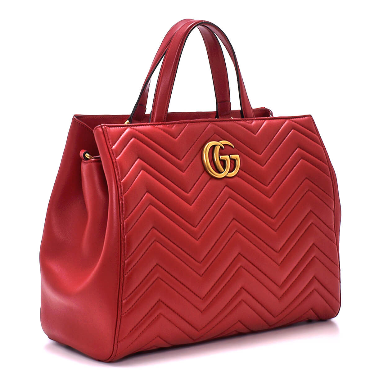 Gucci - Red Matelasse Leather GG Marmont Tote Bag